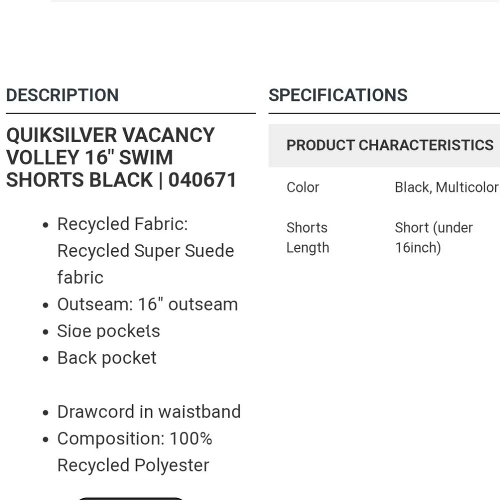 QUIKSILVER VACANCY VOLLEY 16
